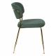 Lot de 2 Chaises Jolien Woody Siège de Table en Acier Couleur Or et Tissu Vert Foncé 49x56,5x79cm
