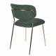 Lot de 2 Chaises Jolien Woody Siège de Table en Acier Couleur Or et Tissu Vert Foncé 49x56,5x79cm