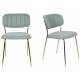 Lot de 2 Chaises Jolien Woody Siège de Table en Acier Couleur Or et Tissu Vert Clair 49x56,5x79cm