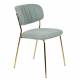 Lot de 2 Chaises Jolien Woody Siège de Table en Acier Couleur Or et Tissu Vert Clair 49x56,5x79cm