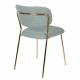Lot de 2 Chaises Jolien Woody Siège de Table en Acier Couleur Or et Tissu Vert Clair 49x56,5x79cm