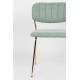 Lot de 2 Chaises Jolien Woody Siège de Table en Acier Couleur Or et Tissu Vert Clair 49x56,5x79cm