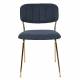 Lot de 2 Chaises Jolien Woody Siège de Table en Acier Couleur Or et Tissu Bleu Foncé 49x56,5x79cm
