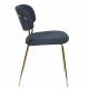 Lot de 2 Chaises Jolien Woody Siège de Table en Acier Couleur Or et Tissu Bleu Foncé 49x56,5x79cm
