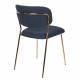 Lot de 2 Chaises Jolien Woody Siège de Table en Acier Couleur Or et Tissu Bleu Foncé 49x56,5x79cm