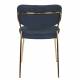 Lot de 2 Chaises Jolien Woody Siège de Table en Acier Couleur Or et Tissu Bleu Foncé 49x56,5x79cm