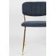 Lot de 2 Chaises Jolien Woody Siège de Table en Acier Couleur Or et Tissu Bleu Foncé 49x56,5x79cm