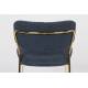Lot de 2 Chaises Jolien Woody Siège de Table en Acier Couleur Or et Tissu Bleu Foncé 49x56,5x79cm