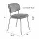 Lot de 2 Chaises Jolien Woody Siège de Table en Acier Couleur Or et Tissu Bleu Foncé 49x56,5x79cm