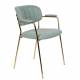 Lot de 2 Fauteuils de Table Jolien Marque Woody Chaises Sièges Assises de Séjour en Acier Or et Tissu Vert Clair 57x60,5x79cm