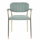 Lot de 2 Fauteuils de Table Jolien Marque Woody Chaises Sièges Assises de Séjour en Acier Or et Tissu Vert Clair 57x60,5x79cm
