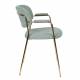 Lot de 2 Fauteuils de Table Jolien Marque Woody Chaises Sièges Assises de Séjour en Acier Or et Tissu Vert Clair 57x60,5x79cm