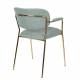Lot de 2 Fauteuils de Table Jolien Marque Woody Chaises Sièges Assises de Séjour en Acier Or et Tissu Vert Clair 57x60,5x79cm