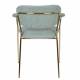 Lot de 2 Fauteuils de Table Jolien Marque Woody Chaises Sièges Assises de Séjour en Acier Or et Tissu Vert Clair 57x60,5x79cm