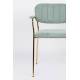 Lot de 2 Fauteuils de Table Jolien Marque Woody Chaises Sièges Assises de Séjour en Acier Or et Tissu Vert Clair 57x60,5x79cm