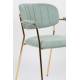 Lot de 2 Fauteuils de Table Jolien Marque Woody Chaises Sièges Assises de Séjour en Acier Or et Tissu Vert Clair 57x60,5x79cm