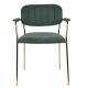 Lot de 2 Fauteuils de Table Jolien Marque Woody Chaises Sièges Assises de Séjour en Acier Or et Tissu Vert Foncé 57x60,5x79cm