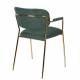 Lot de 2 Fauteuils de Table Jolien Marque Woody Chaises Sièges Assises de Séjour en Acier Or et Tissu Vert Foncé 57x60,5x79cm