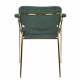 Lot de 2 Fauteuils de Table Jolien Marque Woody Chaises Sièges Assises de Séjour en Acier Or et Tissu Vert Foncé 57x60,5x79cm