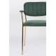 Lot de 2 Fauteuils de Table Jolien Marque Woody Chaises Sièges Assises de Séjour en Acier Or et Tissu Vert Foncé 57x60,5x79cm