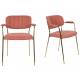 Lot de 2 Fauteuils de Table Jolien Marque Woody Chaises Sièges Assises de Séjour en Acier Or et Tissu Rose 57x60,5x79cm
