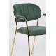 Lot de 2 Fauteuils de Table Jolien Marque Woody Chaises Sièges Assises de Séjour en Acier Or et Tissu Vert Foncé 57x60,5x79cm