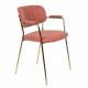 Lot de 2 Fauteuils de Table Jolien Marque Woody Chaises Sièges Assises de Séjour en Acier Or et Tissu Rose 57x60,5x79cm