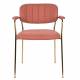 Lot de 2 Fauteuils de Table Jolien Marque Woody Chaises Sièges Assises de Séjour en Acier Or et Tissu Rose 57x60,5x79cm