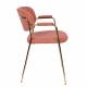 Lot de 2 Fauteuils de Table Jolien Marque Woody Chaises Sièges Assises de Séjour en Acier Or et Tissu Rose 57x60,5x79cm