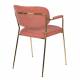 Lot de 2 Fauteuils de Table Jolien Marque Woody Chaises Sièges Assises de Séjour en Acier Or et Tissu Rose 57x60,5x79cm