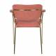 Lot de 2 Fauteuils de Table Jolien Marque Woody Chaises Sièges Assises de Séjour en Acier Or et Tissu Rose 57x60,5x79cm