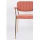 Lot de 2 Fauteuils de Table Jolien Marque Woody Chaises Sièges Assises de Séjour en Acier Or et Tissu Rose 57x60,5x79cm