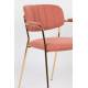 Lot de 2 Fauteuils de Table Jolien Marque Woody Chaises Sièges Assises de Séjour en Acier Or et Tissu Rose 57x60,5x79cm
