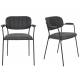 Lot de 2 Fauteuils de Table Jolien Marque Woody Chaises Sièges Assises de Séjour en Acier Noir et Tissu Gris Foncé 57x60,5x79cm