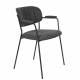 Lot de 2 Fauteuils de Table Jolien Marque Woody Chaises Sièges Assises de Séjour en Acier Noir et Tissu Gris Foncé 57x60,5x79cm
