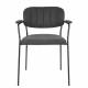 Lot de 2 Fauteuils de Table Jolien Marque Woody Chaises Sièges Assises de Séjour en Acier Noir et Tissu Gris Foncé 57x60,5x79cm