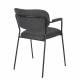 Lot de 2 Fauteuils de Table Jolien Marque Woody Chaises Sièges Assises de Séjour en Acier Noir et Tissu Gris Foncé 57x60,5x79cm