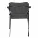 Lot de 2 Fauteuils de Table Jolien Marque Woody Chaises Sièges Assises de Séjour en Acier Noir et Tissu Gris Foncé 57x60,5x79cm