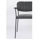 Lot de 2 Fauteuils de Table Jolien Marque Woody Chaises Sièges Assises de Séjour en Acier Noir et Tissu Gris Foncé 57x60,5x79cm