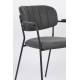 Lot de 2 Fauteuils de Table Jolien Marque Woody Chaises Sièges Assises de Séjour en Acier Noir et Tissu Gris Foncé 57x60,5x79cm