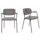 Lot de 2 Fauteuils de Table Jolien Marque Woody Chaises Sièges Assises de Séjour en Acier Noir et Tissu Gris 57x60,5x79cm