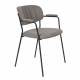 Lot de 2 Fauteuils de Table Jolien Marque Woody Chaises Sièges Assises de Séjour en Acier Noir et Tissu Gris 57x60,5x79cm