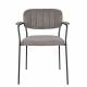 Lot de 2 Fauteuils de Table Jolien Marque Woody Chaises Sièges Assises de Séjour en Acier Noir et Tissu Gris 57x60,5x79cm
