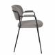 Lot de 2 Fauteuils de Table Jolien Marque Woody Chaises Sièges Assises de Séjour en Acier Noir et Tissu Gris 57x60,5x79cm