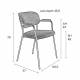 Lot de 2 Fauteuils de Table Jolien Marque Woody Chaises Sièges Assises de Séjour en Acier Noir et Tissu Gris Foncé 57x60,5x79cm