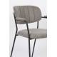 Lot de 2 Fauteuils de Table Jolien Marque Woody Chaises Sièges Assises de Séjour en Acier Noir et Tissu Gris 57x60,5x79cm
