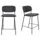 Tabouret de Comptoir Jolien Marque Woody Chaise de Bar Siège Haut en Acier Noir et Tissu Gris Foncé 48x54x89cm