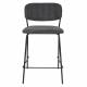 Tabouret de Comptoir Jolien Marque Woody Chaise de Bar Siège Haut en Acier Noir et Tissu Gris Foncé 48x54x89cm