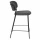 Tabouret de Comptoir Jolien Marque Woody Chaise de Bar Siège Haut en Acier Noir et Tissu Gris Foncé 48x54x89cm