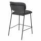 Tabouret de Comptoir Jolien Marque Woody Chaise de Bar Siège Haut en Acier Noir et Tissu Gris Foncé 48x54x89cm